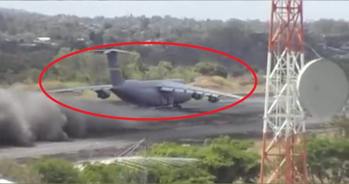 C-5 Ends Up On Short Dirt Airfield, Now Has To Take Off