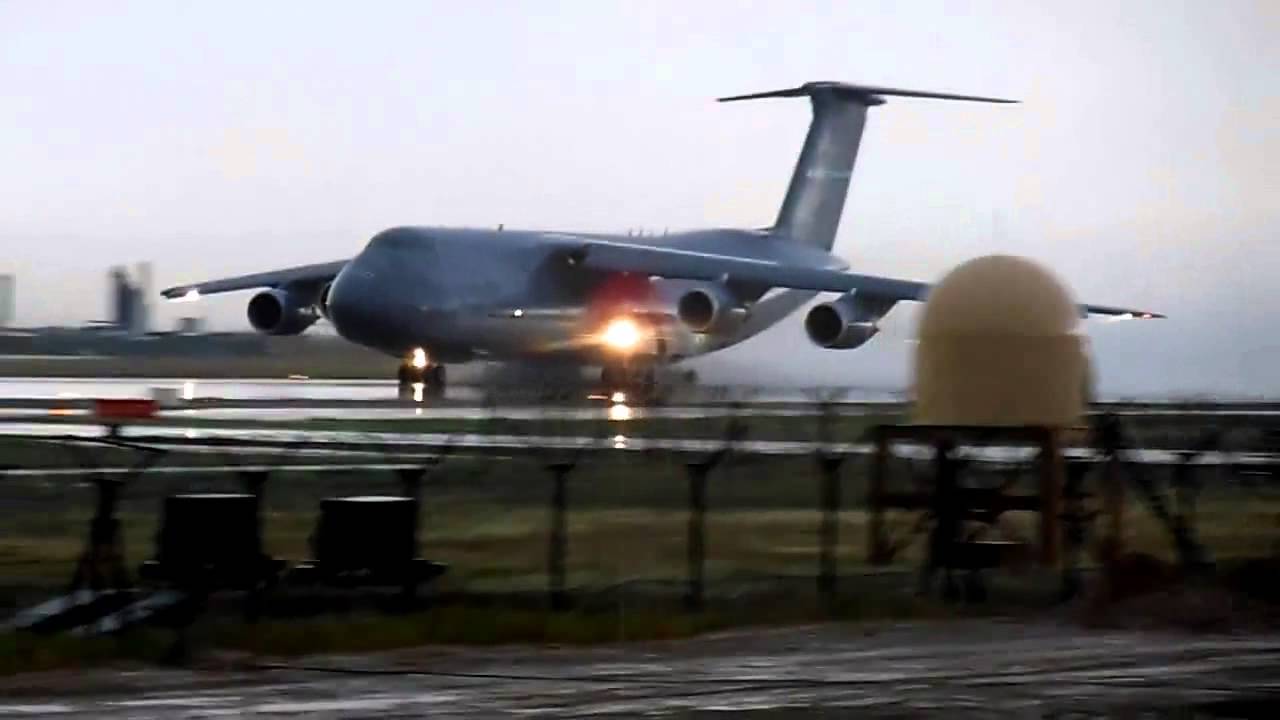 C-5 Galaxy Horror takeoff from Torrential rains pound Airfield