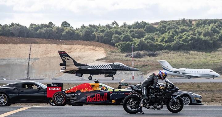 Super-Car vs Super-Bike vs F1 car vs Private jet vs Fighter jet