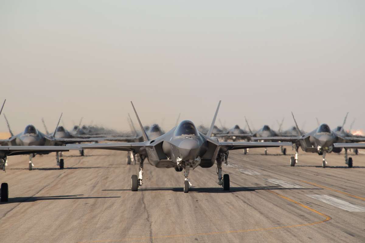 F-35’s First-Ever “Elephant Walk” With 35 Lightning II Aircraft At Hill AFB