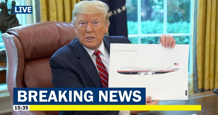 Donald Trump unveils his new patriotic Air Force One Paint Job during a television interview