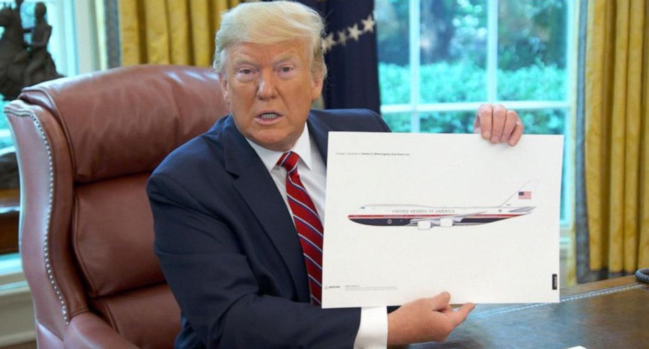 Donald Trump unveils his new patriotic Air Force One Paint Job during a television interview