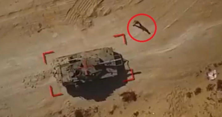 Palestinian militant group released video showing drones aerial bombardment on Israeli tank and armored personnel carrier