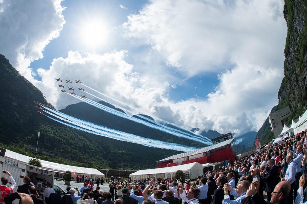 Patrouille Suisse aerobatic team of the Swiss Air Force mistakenly Performs Flyover At The Wrong Place
