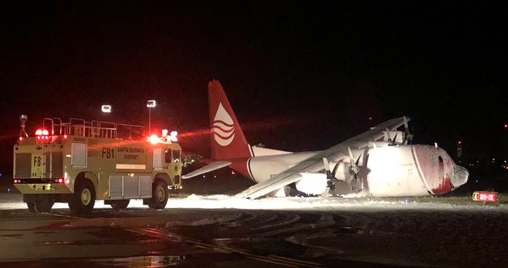 C-130 Hercules Transport Aircraft Crash Landed At Santa Barbara Airport 