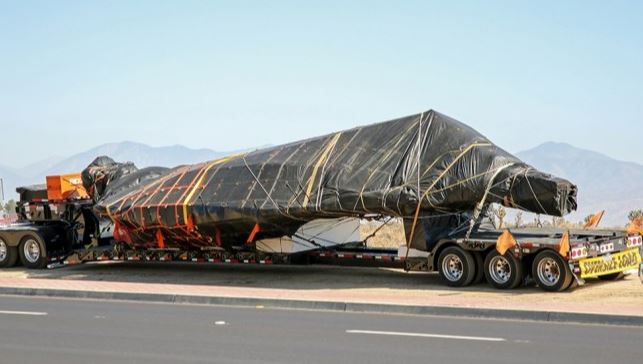 Mysterious F-117 Nighthawk Fuselage Under Protective Cover Spotted in Transit in California 