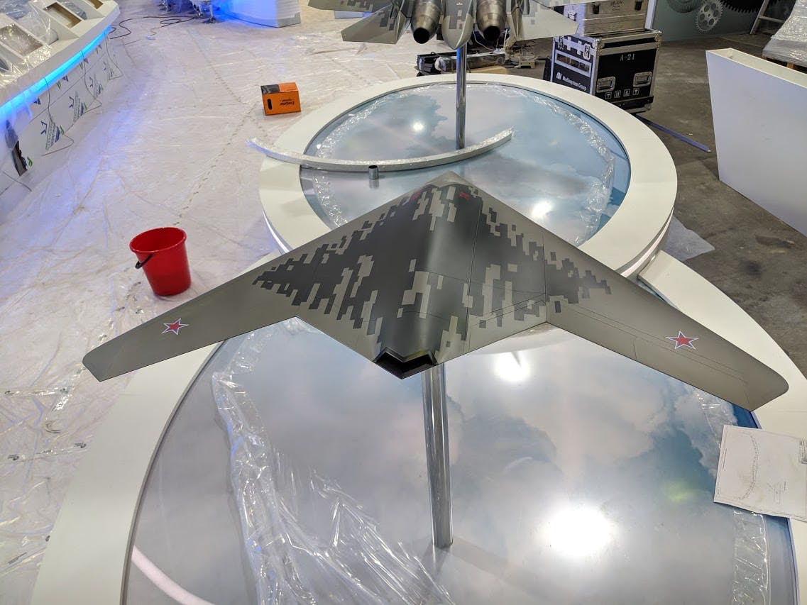 Russia Unveiled Stealthier Vision Of Sukhoi's S-70 Hunter-B (Okhotnik-B) UCAV at MAKS Air show