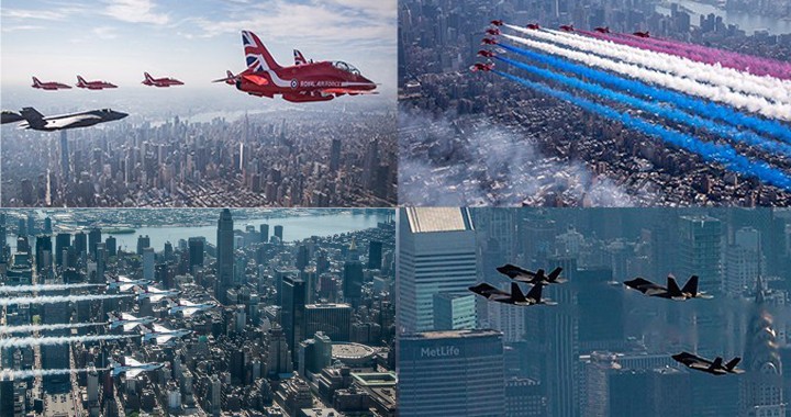 Epic Photos & Videos of Red Arrows, Thunderbirds, F-22 & F-35 Demo Teams New York Flyover