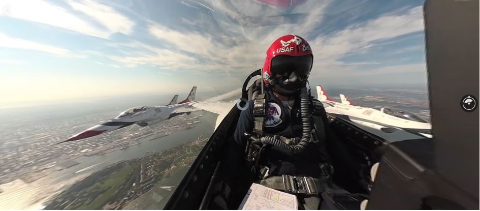 U.S. Air Force Thunderbirds posted 360-degree Cockpit video of New York Hudson River Flyover
