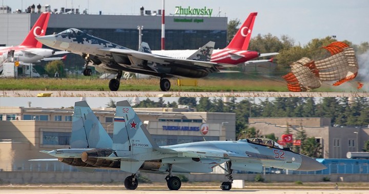 Russia Su-57 and Su-35 Fighter Jets lands In Turkey for Technofest