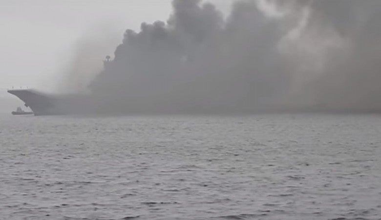 Huge Fire Breaks Out On Russian “Admiral Kuznetsov” Aircraft Carrier