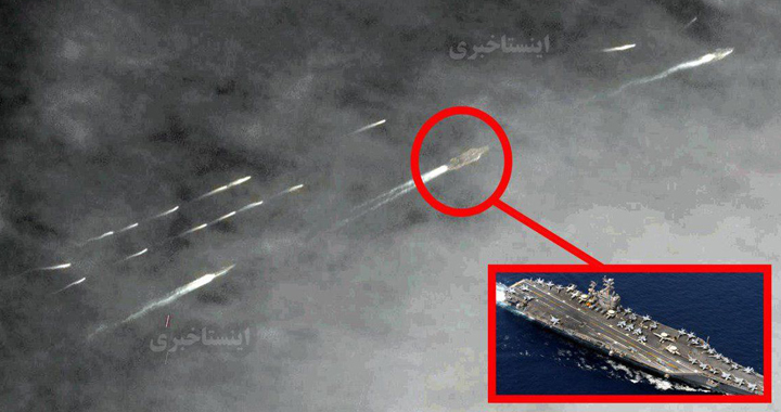 Satellite Imagery Shows U.S. Navy Aircraft Carrier Chased By 20 Iranian Fast Attack Boats
