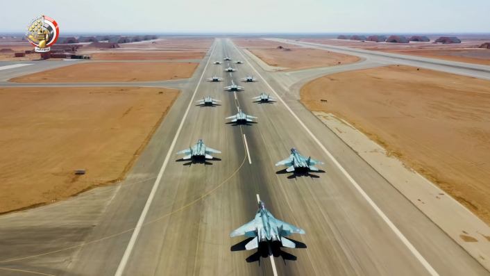 16 Egyptian Air Force MiG-29 Jets Performed “Elephant Walk” During Qadir-2020 Exercise