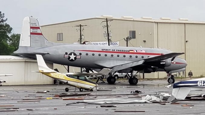 At Least 20 Planes Destroyed Including World War II-era Douglas C-54 Skymaster After A Tornado Passed Through Walterboro Airport