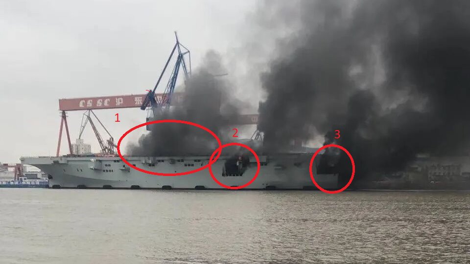 Fire Breaks Out On Chinese Navy New Type 075 Amphibious Assault Ship 