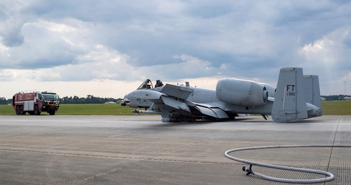 U.S. Air Force A-10C Thunderbolt II Aircraft Makes Emergency Landing At Moody Air Force Base