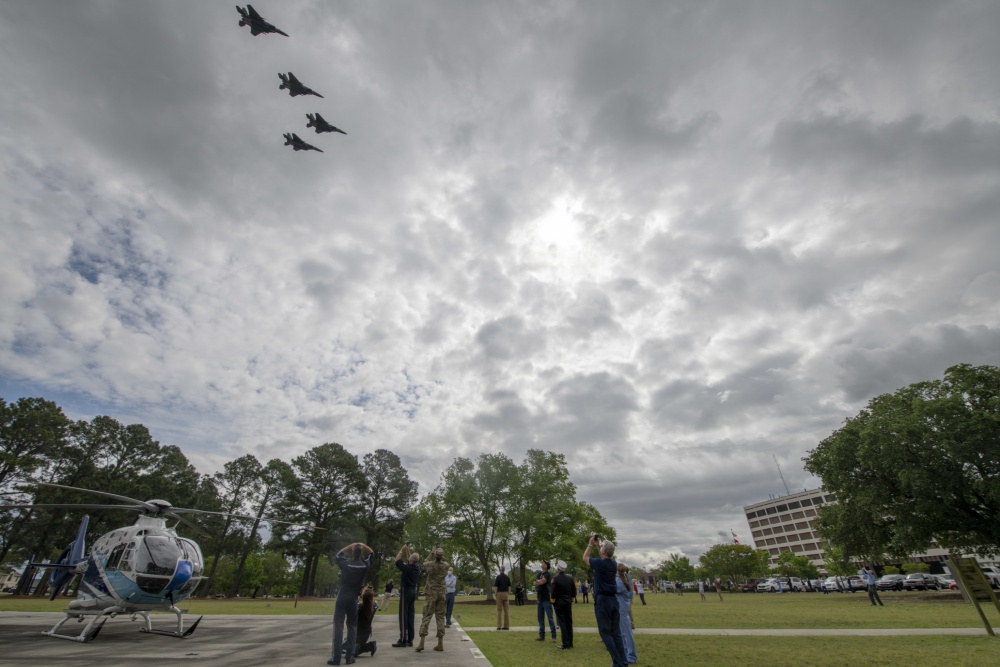 U.S. Air Force F-15 E Strike Eagles Flew Over Eastern North Carolina Hospitals In Show Of Support During COVID-19 Pandemic