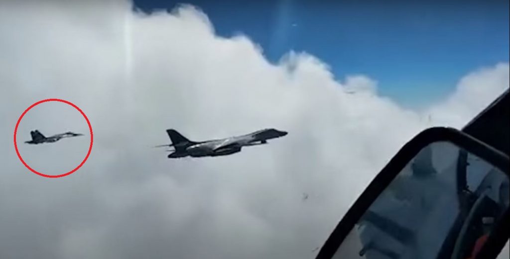 Russia Releases Video Of A Su-27 Flanker Intercepting U.S. B-1B Bomber Flying Over Black Sea
