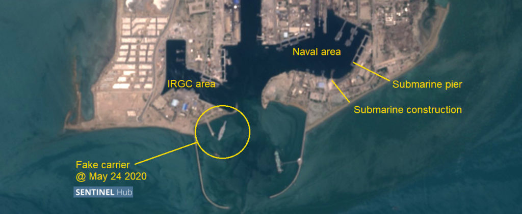 Satellite Imagery Spots Iran Builds Mock-Up Of U.S. Aircraft Carrier For Training