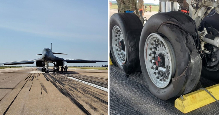 Air Force B-1B Bomber Blew Tires and Had Brake Fire During Emergency Landing
