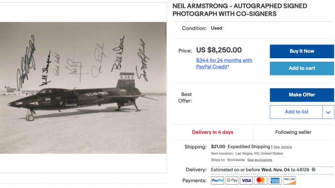 Auction House Lists Rare X-15 Photo Signed by 7 Test Pilots For $7000