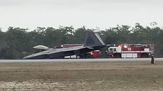 USAF F-22 Raptor Nose Gear Collapses During Landing At Eglin Air Force Base  
