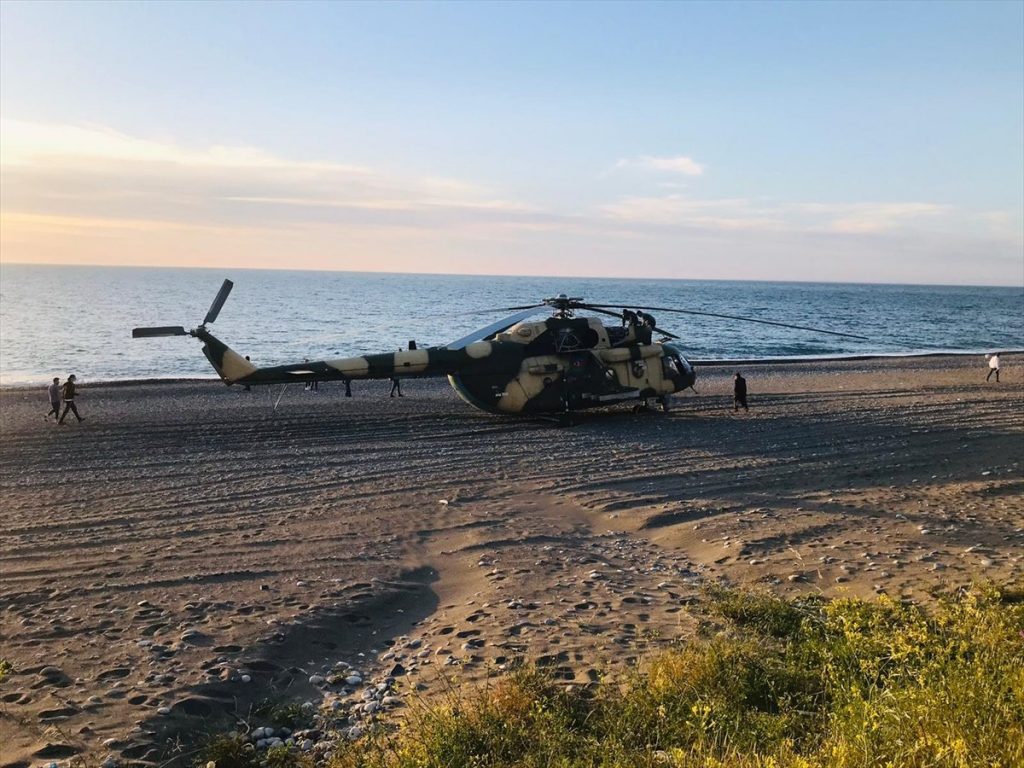 Azerbaijan Army Mil Mi-17 Helicopter Made Emergency Landing At Bada Beach