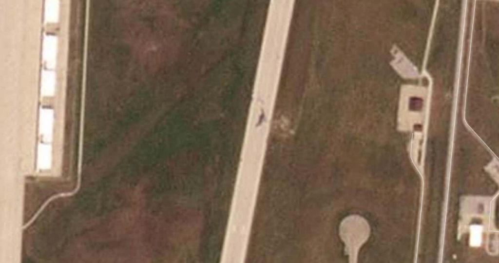 Satellite Image Shows B-2 Moved To Hangar After Skidding Off Runway