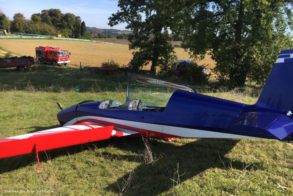French Air Force EA-330LC Aerobatic Aircraft Makes Emergency Landing In A Field