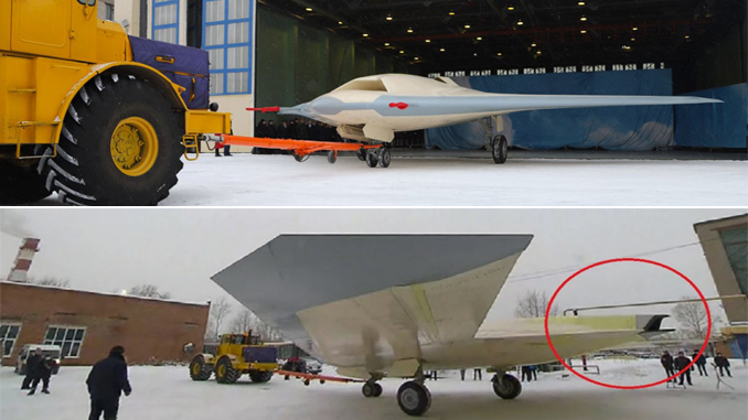 Russia Rolls Out New S-70 Okhotnik Stealth Combat Drone Flying Prototype