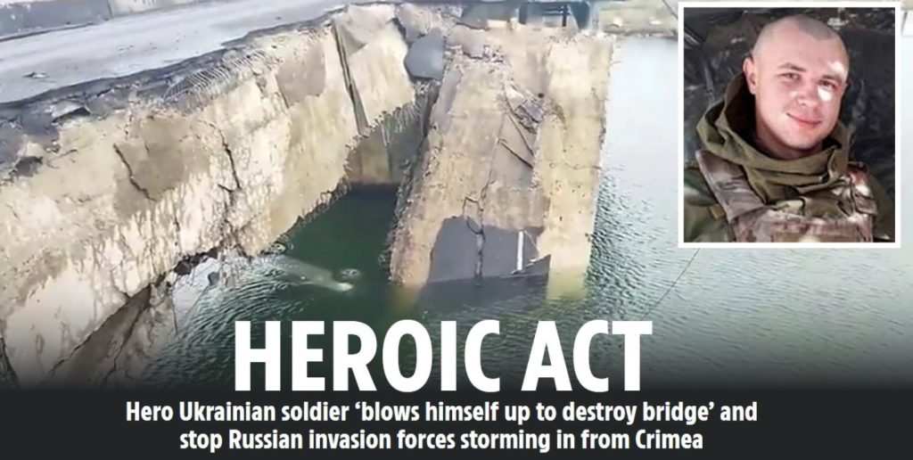 Hero Ukrainian soldier blows himself up to destroy bridge and stop Russian invasion